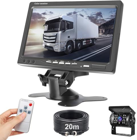 Roinvou backkamera med 7-tums 1080P HD-skärm, AHD-kameror med mörkerseende IP68 vattentät, för bilar, lastbilar, husbilar, pickuper, 12V 24V, 20M kabel
