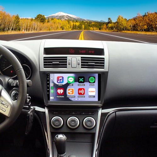 2+64G 2 Din Android 15 bilradio navigator kompatibel med Mazda 6 2007–2012 med Carplay Android Auto 9 tums pekskärm DAB bilspelare radio GPS navigationshuvud enhet med Bluetooth WiFi SWC AHD-kamera