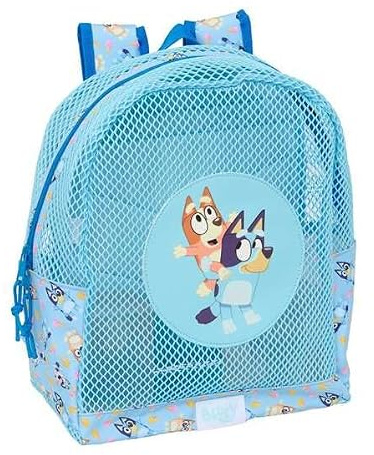 Safta | Mochila Antiarena Infantil Bluey para Playa y Piscina, Mochila de Playa con Rejilla Anti-Arena, 32x12x38 cm 13,15 L, Gran Capacidad, Hombreras Acolchadas y Doble Cremallera