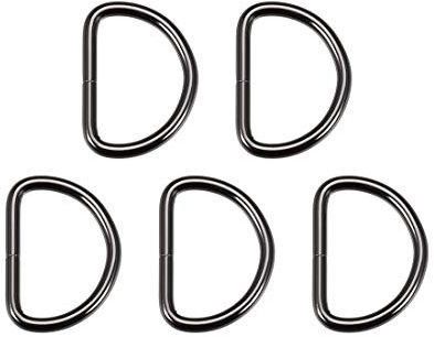 sourcing map 5 Stück Metall D-Ring 1,6(40mm) D-Ringe Schnalle für Hardware Taschen Gürtel Handwerk DIY Zubehör Schwarz