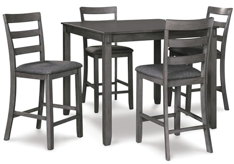 Signature Design by Ashley 5-Piece Square Counter Height Dining Set, Gray