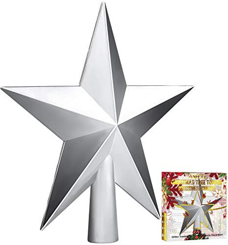 ANECO Traditional Glossy Christmas Tree Toppers Decoration Star Treetop Ornaments Holiday Decoration for Home Decor