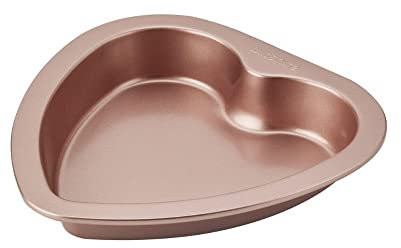 Wiltshire Padella a forma di cuore in oro rosa, 19 cm, senza PFOA PTFE, robusta teglia per torta, rivestimento antiaderente, teglia per torta rivestita, stampo per torte, teglia in lamiera d'acciaio,