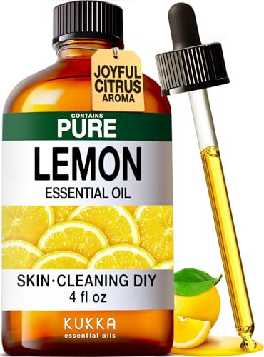 Kukka Lemon Essential Oil for Skin Cleaning - 118ml - 100% Pure Natural, Fresh Lemon Scent, for Diffuser, Aromatherapy, Soap Making Scent & DIY
