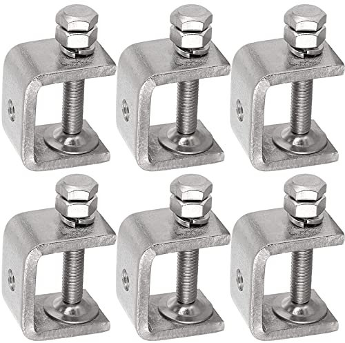 WEKBOSS Kleine C-Klemmen für Holzbearbeitung 26MM, Robuste Metall-Schweißklemme, universelle Schreibtischklemme aus Edelstahl zur Montage, mit Breiter Backenöffnung und Schraube und Pad (6 Stück)