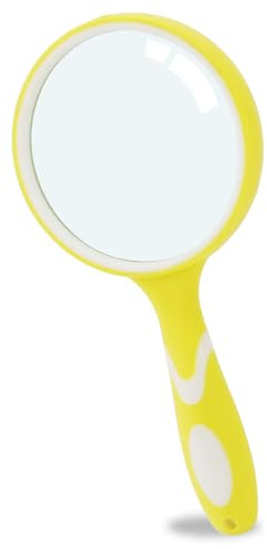 Large Magnifying Glass Handheld, Easy to Hold Shatterproof Rubbery 10X Magnification Glass Lens for Elders Reading Newspapers and Children Observing Nature (Blue)