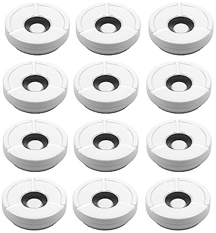 12 posacenere antivento con coperchio rimovibile in melamina, colore bianco, diametro 12 cm