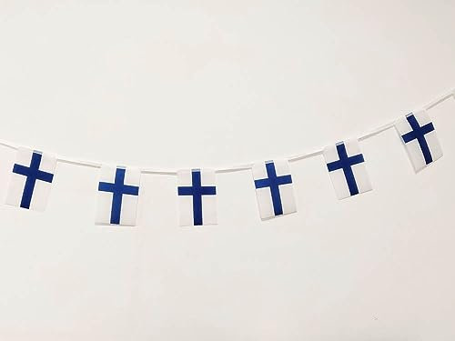 Bandera Nacional Finlandia 40 Unidades, 14 x 21 cm, Pandiui23, Blanco, Patriótico, Día de la Independencia, Exterior, Rectangular, Poliéster