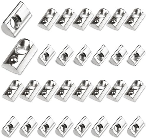 30 pietre scanalate M5 con scanalatura a sfera di centraggio, 6 T, set di viti 20 serie M5, profilo in alluminio 20 x 20, dado scorrevole in acciaio al carbonio, con sfera a molla, per stampante 3D