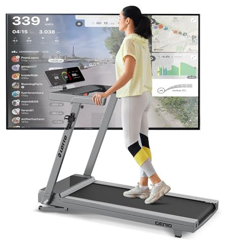 LOTTO Genio Tapis de Course Electrique Pliable,3.75 HP,Max 120kg,Bluetooth Anyrun/Kinomap/Zwift,Inclinaison Automatique,Computer LED,Vitesse 1-16 km/h,125x45 cm