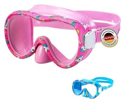 AQUAZON Kids wasserdichte Junior Kinder Schnorchelbrille, Taucherbrille, Schwimmbrille, Tauchmaske, von 3-7 Jahren, sehr robust, hoher Komfort , Farbe:pink White Unicorn