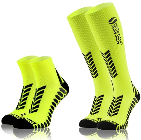 sesto senso 2 Paia di Sportive Calze Compressive Lungi o Corti Uomo Donna 39-42 Giallo Yellow
