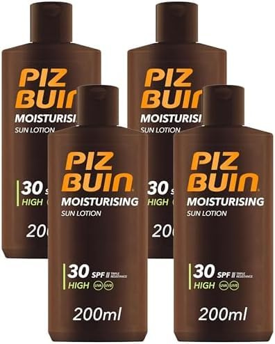 Piz Buin Moisturising Sun Lotion SPF30, 200ml (Pack of 4)
