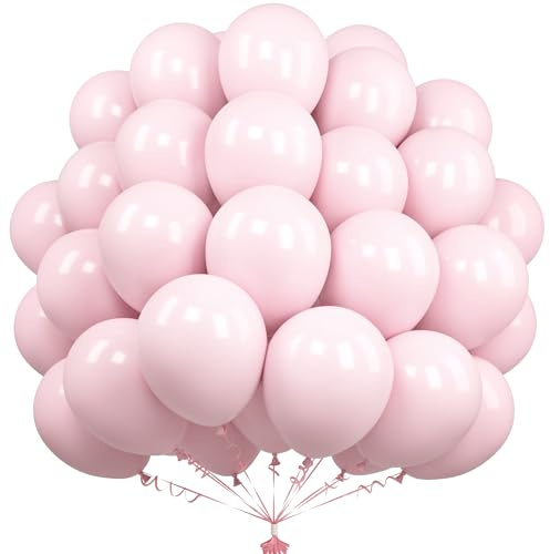 Unisun Pastellrosa ballonger, 50 st, 30 cm, macaronrosa, rosa latexballonger för kvinnor, flickor, dekorationer för födelsedagsfest, möhippa, babyshower, bröllop, examen, jubileum | med 10 m band, förtjockad latex, för flickor baby shower, kön avslöjande, födelsedagsfest dekoration, brud, bröllop