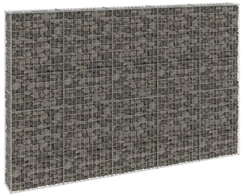 Homgoday Gabion Mur avec couvercles en acier galvanisé 300 x 30 x 200 cm, panier en gabion, panier en grillage en pierre, mur de soutènement extérieur en spirale, matériel de jardinière
