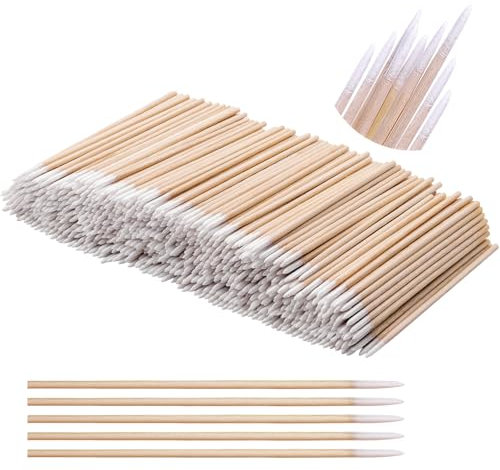 800 Stück Microblading Wattestäbchen, Wattestäbchen mit Spitzer Spitze, Wattestäbchen mit Präzisionsspitze mit Holzstäbchen, Wattestäbchen-Applikator für Tattoo, Wimpernverlängerung - 10cm