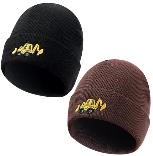 KAKU NANU mössa barn stickad mössa pojkar vintermössa 2–8 år, beanie barnmössor höst, Svart Beige, 2-8 år