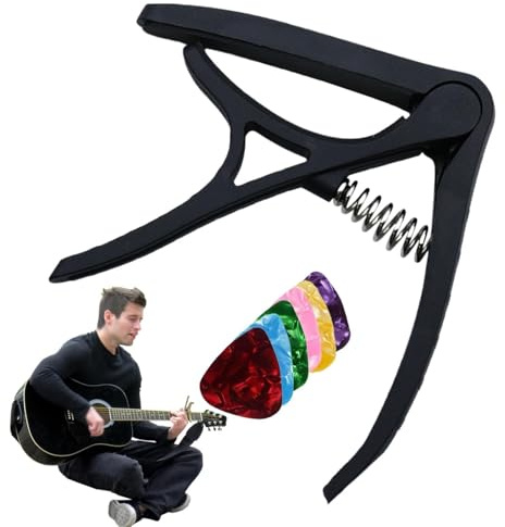 Lanliflying Gitarr Capo Med Plektrum - Bärbar Nylon Elgitarr Capo Set, Användarvänlig för Elgitarr