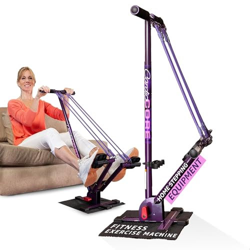 Cardio Core Portable Seated Rowing Stepper – Zero Impact Workout Machine – Pedal Exerciser with Resistance Bands & Handlebar – Full Body Toning for Core, Legs, Glutes & Arms - Great for Seniors