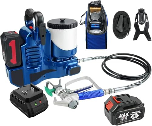 Spruzzatore di vernice airless cordless da 500W - Pistola a spruzzo portatile alimentata da batteria al litio da 21V con tramoggia da 1,2L, pressione max 15MPa e regolazione a 6 velocità per progetti