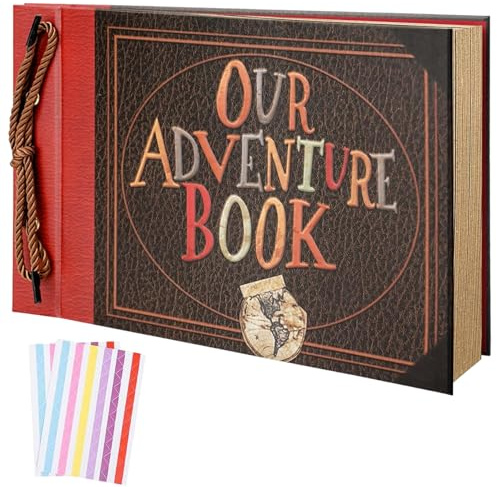 Adventure Book Scrapbook, 80 Page 11.4x7.5 inch Photo Album with Hard Cover, Movie Up Inspired Travel Memory Scrap Book for Anniversary, Wedding, Christmas Gifts for Couples (Classic Style)