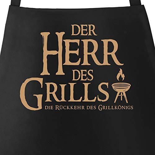 MoonWorks Grill-Schürze für Männer mit Spruch Der Herr des Grills Grillkönig schwarz unisize