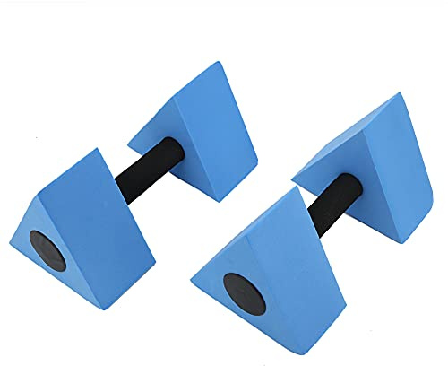 Auto Mancuernas Triangulares de EVA Para Ejercicios en Agua - 2 Piezas Barbell Para Natación y Fitness - Equipo Para Piscina (Azul)
