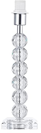 Happy Homewares Contemporary Clear K9 Crystal Glass Table Lamp Base with Faceted Spheres and Chrome Trim | 1 x E14 60w Maximum | 32cm Height