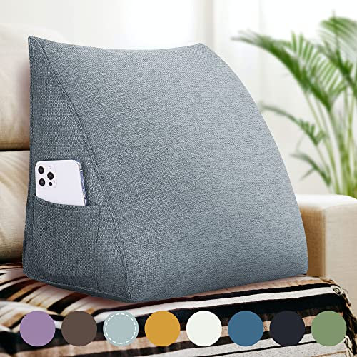 Rucener Großen Dreieckigen Kissen Hohen Rückenlehne Kissen Hohen Rückenlehne Kissen Rückenlehne für Bett Perfekt AlsKissen Zum Fernsehen und Lesen Gibt Es Vielen Größen Grau 45CM