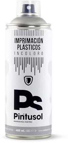 PINTUSOL Imprimación Plástico Incoloro en Spray, Primer para PIntura Plásticos, Alta adherencia, Fácil Aplicación, Secado Rápido, Imprimación Transparente Plásticos Profesional Espray 400ml