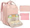 RAINSMORE Sac a Langer Bebe Grand Sacs à Dos à Langer avec 1 Matelas à Langer et 2 Sangles de Poussette Sac à Langer avec Sac Isotherme Unisexe Rose