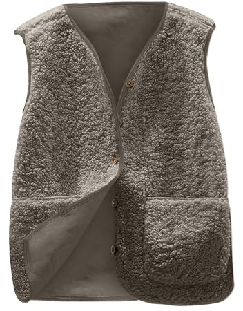 CheChury Chaleco Mujer Lana Polar Termico Chaleco de Forro Polar Suave Chaleco de Lana Abrigo Mujer Invierno Jacket Elegantes Chaqueta Corta Holgada con Cuello En V Chaqueta sin Mangas Delgado