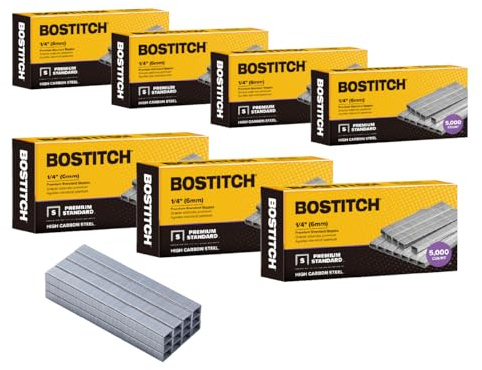 Bostitch Office 35,000 Standard Staples, 1/4 Length,Full Strip Staples, 210/Strip, 5000 Per Box, 7-Pack