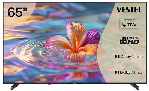 Vestel Fernseher 65 Zoll Smart TV Powered by TiVo, 4K UHD Fernseher mit Dolby Vision HDR, Dolby Atmos und integriertem Triple-Tuner, LED TV 65UT9740 schwarz