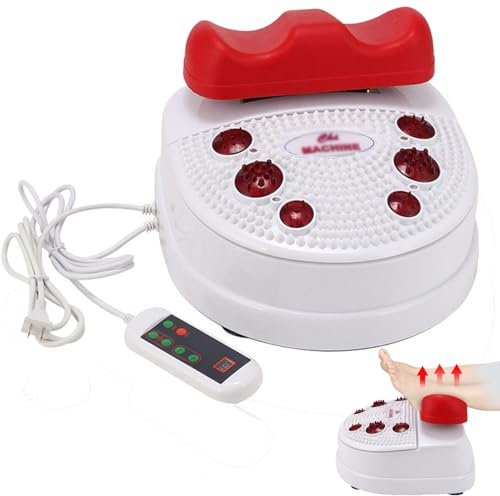Fitness Blood Chi Machine, Foot Massager Machine Foot Physiotherapy Massage, Foot Massager Machine with Comfortable Padded Ankle Cradle,Red