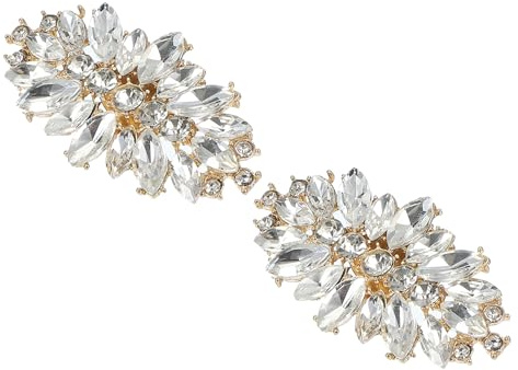 PATIKIL Broches De Zapatos De Strass, 1 Par Desmontable Clásico Moda Lazo Brillante Accesorios De Tacones Decoración Para Boda Novia Fiesta De Graduación Uso Diario Dorado