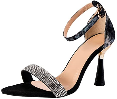 Sandalias de Tacon Alto Mujer Fiesta Sandalias de Vestir Sexy con Cordones Sandalia Verano Elegantes Cierre de Hebilla Tacones Comodas Dorada Brillo Romanas Zapatos Punta Abierta Para Boda Novia 2025