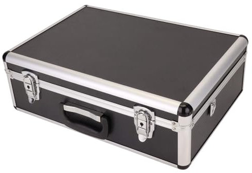 Flight Case with Customisable Foam – 18 Portable Lockable Aluminium Tool Case with Strap – Durable Metal Storage Box for Cameras, Test Equipment, Tools & Accessories