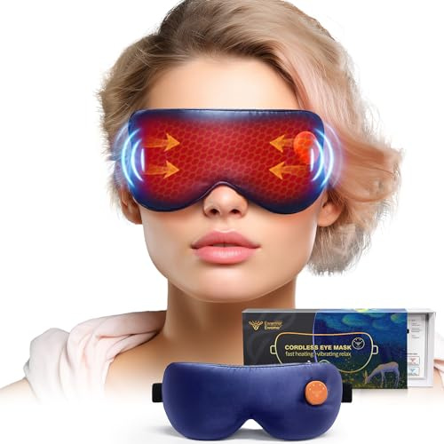 Ewarmer Cordless Heated Eye Mask,Electric Eye Massager,4 Modes (Heat/Massage+Heat),Fast Heat Therapy for Dry Eyes Relief,Rechargeable,Washable,Travel/Office/Home, Sleep&Relaxation (Dark Blue)