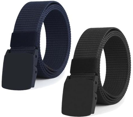 GNALIA Cinturón Niño 1 Unidad Negro Talla Única, Cinturón De Nylon Con Hebilla Metálica Para Pantalones, Béisbol Y Golf Para Niños