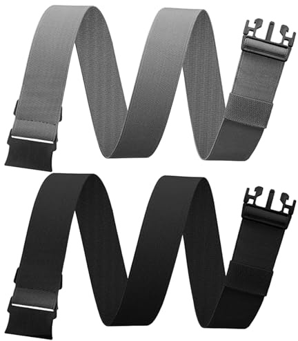 Wvbzf 2PCS Elasticated Belt Men, Flexible Lightweight Belts for Daily Wear, Buckle-Free Stretch Waistband with Full Adjustability and Durable Comfort Fit(Black&Grey)