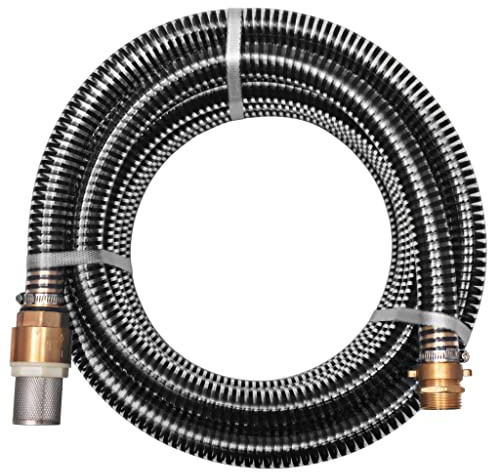 Ordellia Tubo di aspirazione con connettori in ottone, lunghezza 3 m, diametro interno 25 mm, nero, per impianto idrico domestico, pompa da giardino con valvola a piede, setaccio, set di irrigazione
