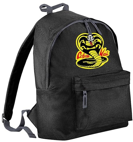 SmartyPants Zainetto con nome personalizzato Cobra Kai, nero, per arti marziali, commedia, karate, kung fu, serie TV, cinema, film, bambini, adolescenti, scuola, regalo, Tinta unita., S