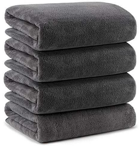 Orighty Badetuch-Set (68 x 137 cm) – Weiches Badetuch-Set, Sehr Saugfähige Mikrofaser-Handtücher für Körper, Schnell Trocknend, Mikrofaser-Badetücher für Sport, Yoga, SPA, Fitness – Grau
