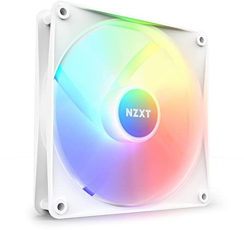 NZXT F140 RGB Core - 140mm Hub-Mounted RGB Fan - 8 Individually-Addressable LEDs - Semi-Translucent Blades - High Static Pressure & Airflow - Quiet Operation - PWM Control - CAM Software - White