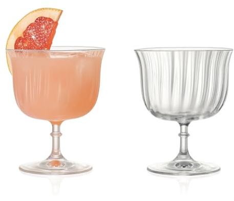 LEMONSODA Lucarius - Copas de vino y martini acanaladas para postre/paloma, de gama alta, con bordes de alta calidad, juego de 2 (Lotus)