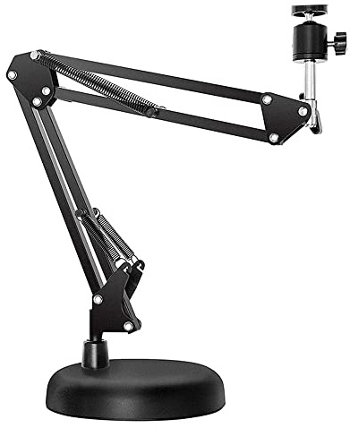 Koawensa Support de Webcam pour Support de Bras de Ciseaux de FlèChe de Suspension de Bureau avec Base Ronde AméLioréE, pour Webcam