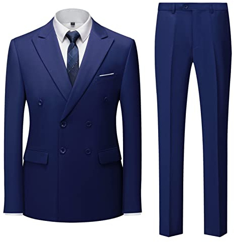 Mens Suits 2 Piece Regular Fit Double Breasted - Mens Wedding Suits Regular Fit Casual Plain Blazer And Trousers Formal Slim Fit Suit Lapel Blazer And Trousers Office Wedding Suit Jacket