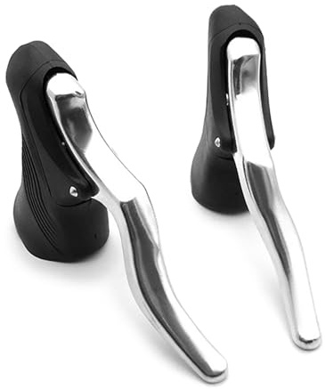 Ejoyous Leva Freno Bicicletta, Leva Freno Bici da Strada in Alluminio Leggero, Leva Freno Manubrio per Mountain e Bici da Strada da 22,2-23,8 Mm (argento verniciato nero)