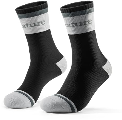 Qunature Calze Impermeabili Uomo Donna, Calze da Escursionismo Traspirante Antivento Caldo Resistente all’Acqua Ciclismo Canottaggio Trekking, Nero, S
